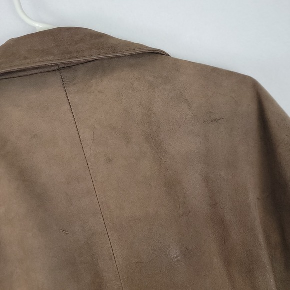 STRUCTURE VINTAGE BROWN GENUINE LEATHER BOMBER JACKET MENS LARGE FULL ZIP Y2K - Picture 13 of 16